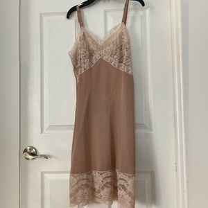 Sears Lace Trim Chemise - Brown and Cream Vintage